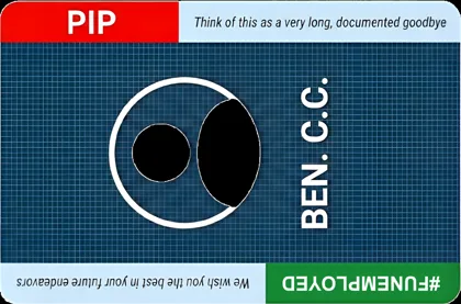 Project card turned sideways left with the red PIP tab on top